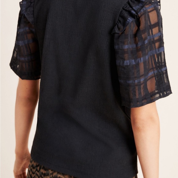 NWT Anthropologie Current Air Betsy Ruffle Top M Medium Black - Picture 3 of 5